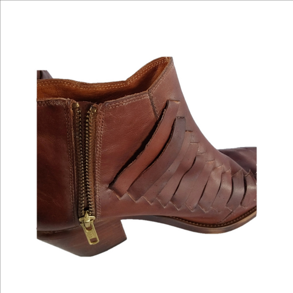 Free People Brown Leather Ankle Boots Size 9 - Picture 14 of 15